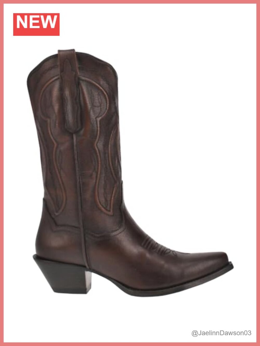Dan Post Mataya Leather Western Boot Snip Toe Mid-Calf Pull-On